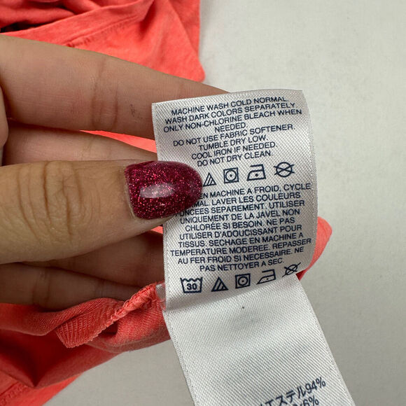 Lands’ End Girls Sz L 14 Orange Twist Open Back Activewear T-Shirt Short Sleeve - Picture 5 of 7